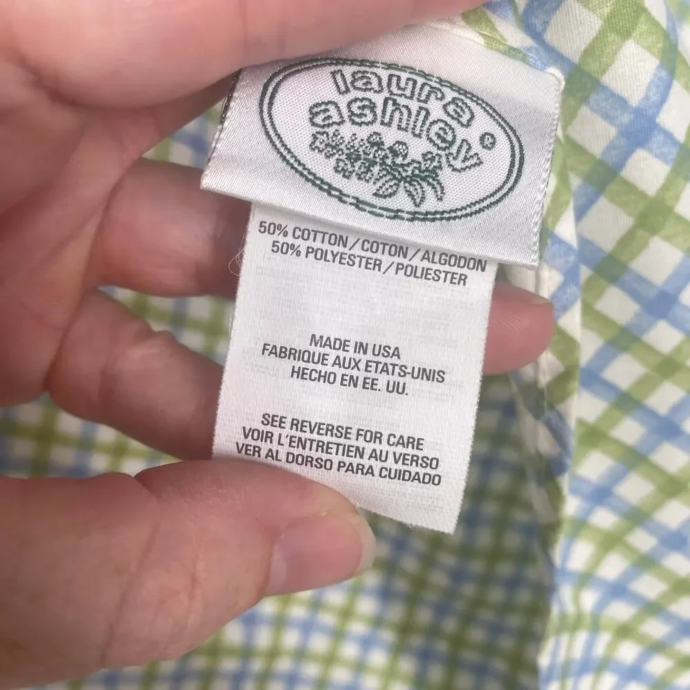 Laura Ashley  Pillowcase European & 13 x 13‎ Blue & Green Plaid Country